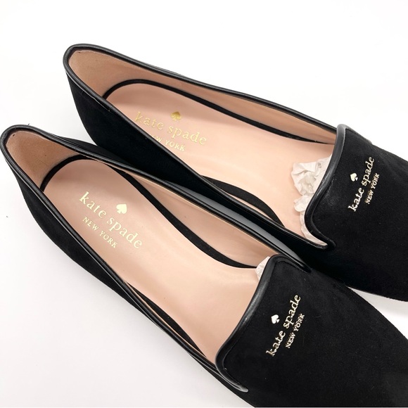 Kate Spade Black Suede Flat Loafers Slip Ons Claudia Size 8.5 - Picture 9 of 16